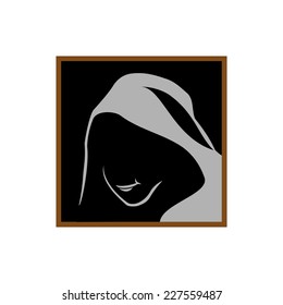 Anonymous logo template. Monk shadowed face under the hood.