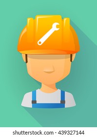 Anonymous male worker avatar wearing a safety helmet that shows a spanner