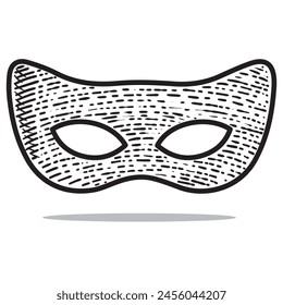 anonymous mask icon vector engraving style hand drawn element black and white