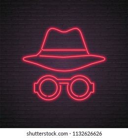 Anonymous Neon Light Glowing Vector Illustrator with Dark Background