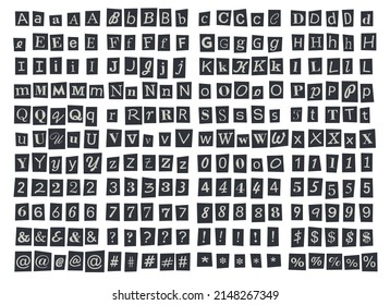 Anonymous Newspaper Letters and Numbers Set. Vector