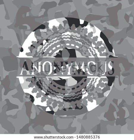 Anonymous on grey camouflaged texture