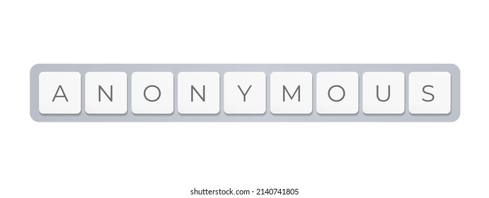 Anónimo en botones de teclado, titular creativo para afiche o ataque hacker gráfico, ilustración vectorial