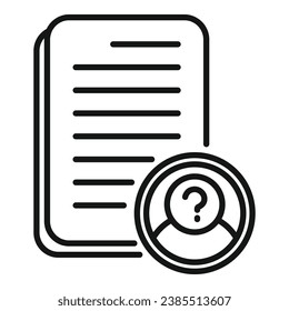 Vector de contorno de icono de documento anónimo de papel. Marcar usuario de persona. La gente se enfrenta