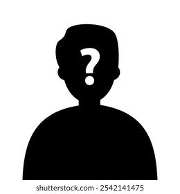 Anonymous person icon. Unknown man avatar silhouette. Flat character vector design isolated illustration.