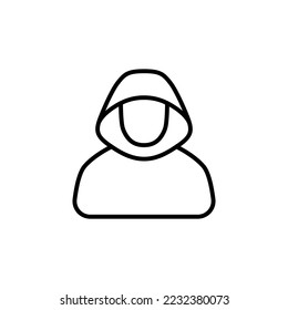 Anonymous person sign with hidden, covered and masked face.  mysterious strange man, Unknown character. Vector illustration, simple icon.