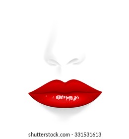 Anonymous portrait. Vector illustration red lips