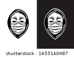 Anonymous in protection antiviral mask and black hoodie vector illustration