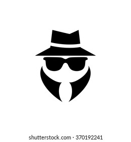 anonymous spy agent vector icon. Man in suit. Secret service agent