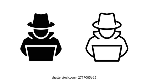 Anonymous thin line, filled icon set. Virtual Private Network, Internet Privacy, Cybersecurity, Data Security, VPN, Encrypted concept. Black outline vector icons.