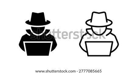 Anonymous thin line, filled icon set. Virtual Private Network, Internet Privacy, Cybersecurity, Data Security, VPN, Encrypted concept. Black outline vector icons.
