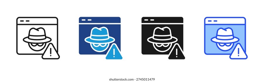 Icono de amenaza anónima establecido colección de estilo múltiple