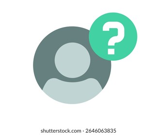 Anonymous unknown person icon vector graphic, hidden guest account sign symbol silhouette, mysterious user identity profile with question mark pictogram flat cartoon, suspect incognito man image