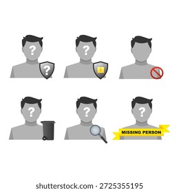 Anonymous User Avatar Icons Set, Privacy and Security Concept.Vector illustration