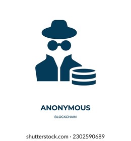 icono vectorial anónimo. iconos anónimos, de perfil, rellenos de personas del concepto de cadena de bloqueo plana. Icono de glifo negro aislado, elemento de símbolo de ilustración vectorial para diseño web y aplicaciones móviles