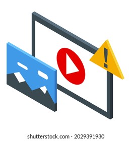 Anonymous video play icon isometric vector. User character. Video anonymity