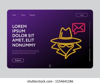 Anonymous Web Design Neon Light Glowing Vector Illustration