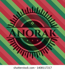Anorak christmas badge background. Vector Illustration. Detailed.