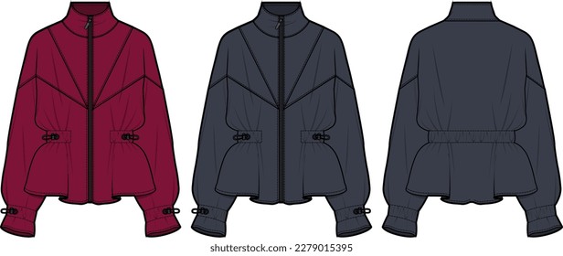 ANORAK SHIRT Sweatshirt front and back flat sketch