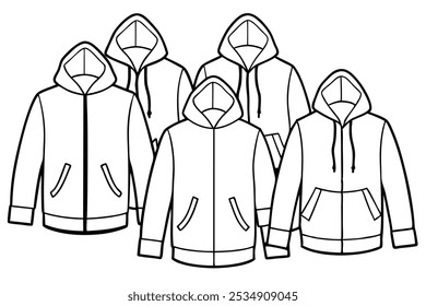 anorak vector line art illustration (4)
