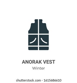 Anorak vest glyph icon vector on white background. Flat vector anorak vest icon symbol sign from modern winter collection for mobile concept and web apps design.