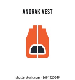 Anorak Vest vector icon on white background. Red and black colored Anorak Vest icon. Simple element illustration sign symbol EPS