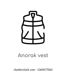 anorak vest vector line icon. Simple element illustration. anorak vest outline icon from winter concept. Can be used for web and mobile