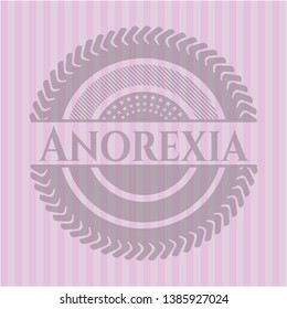 Anorexia badge with pink background. Vector Illustration. Detailed.
