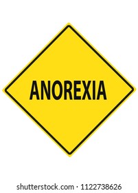 Anorexia caution yellow road warning sign illustration