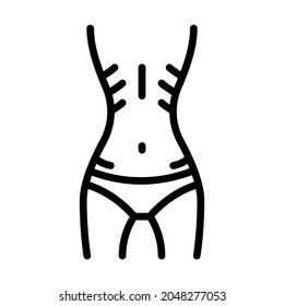 Anorexia flat line icon. Underweight body mass. Slim and skinny body. Outline sign for mobile concept and web design, store.