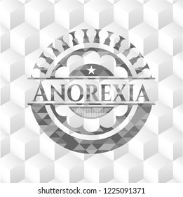 Anorexia grey emblem with geometric cube white background