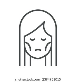 anorexia icono de esbelta cara vector aislado