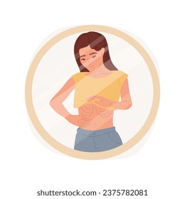 Anorexia isolated cartoon vector illustration. Lean girl protruding ribs looking at mirror reflection, teenager with eating disorders, very slim teen having anorexia vector cartoon.