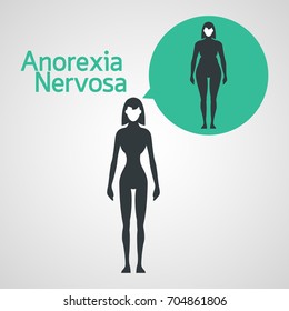 Anorexia Nervosa Vector Icon Illustration