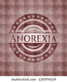 Anorexia red badge with geometric background. Seamless.