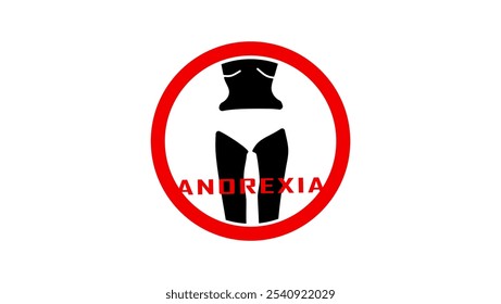 Anorexia sign, black and red isolated silhouette