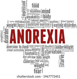 Anorexia vector illustration word cloud isolated on a white background.