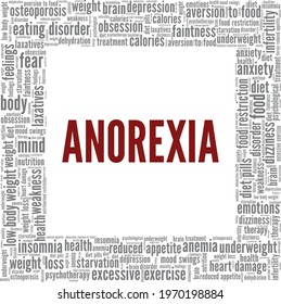 Anorexia Vector Illustration Word Cloud Isolated Stock Vector (Royalty ...