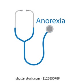 anorexia word and stethoscope icon- vector illustration