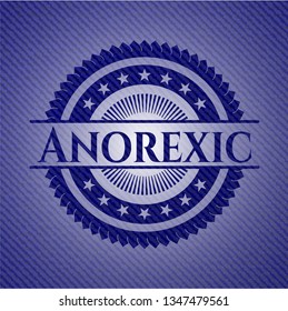 Anorexic badge with denim background