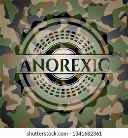 Anorexic written on a camo texture