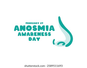 Anosmia Awareness Day. February 27. Nose line icon. White background. Eps 10.