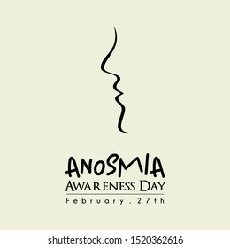 Anosmia Awareness day on February 27th with Mouth and Nose Line art cartoon Concept Design