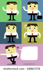 Another collection of funny and cute office guy characterÃ¢Â?Â?s poses. The style is simple and funny, suitable with any background color or picture.