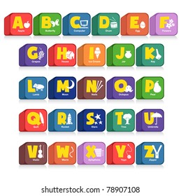 Another cube of 26 alphabet along with the initial objects. Suitable for children poster or toys