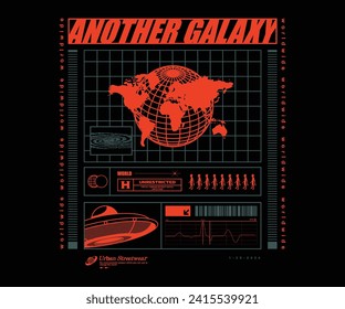 another galaxy, ufo t shirt design, vector graphic, typographic poster or tshirts street wear and Urban style