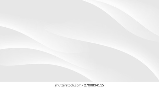 Outra versão de plano de fundo mínima com um tom branco e cinza claro, usando formas de onda grandes e sobrepostas para criar uma dimensão simples.