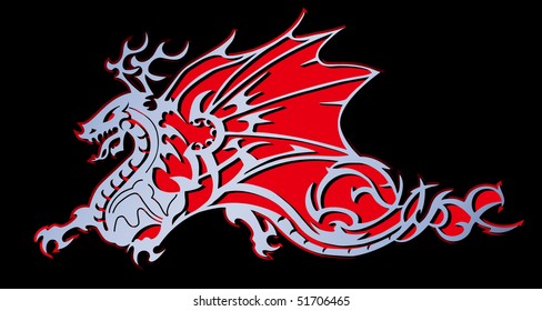 another tribal style dragon cut-out with 3-D effect