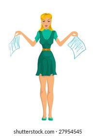 Another version of the vector secretary girl without outline
