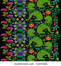 another wrapping paper style design inspired by elements from medieval tapestries
